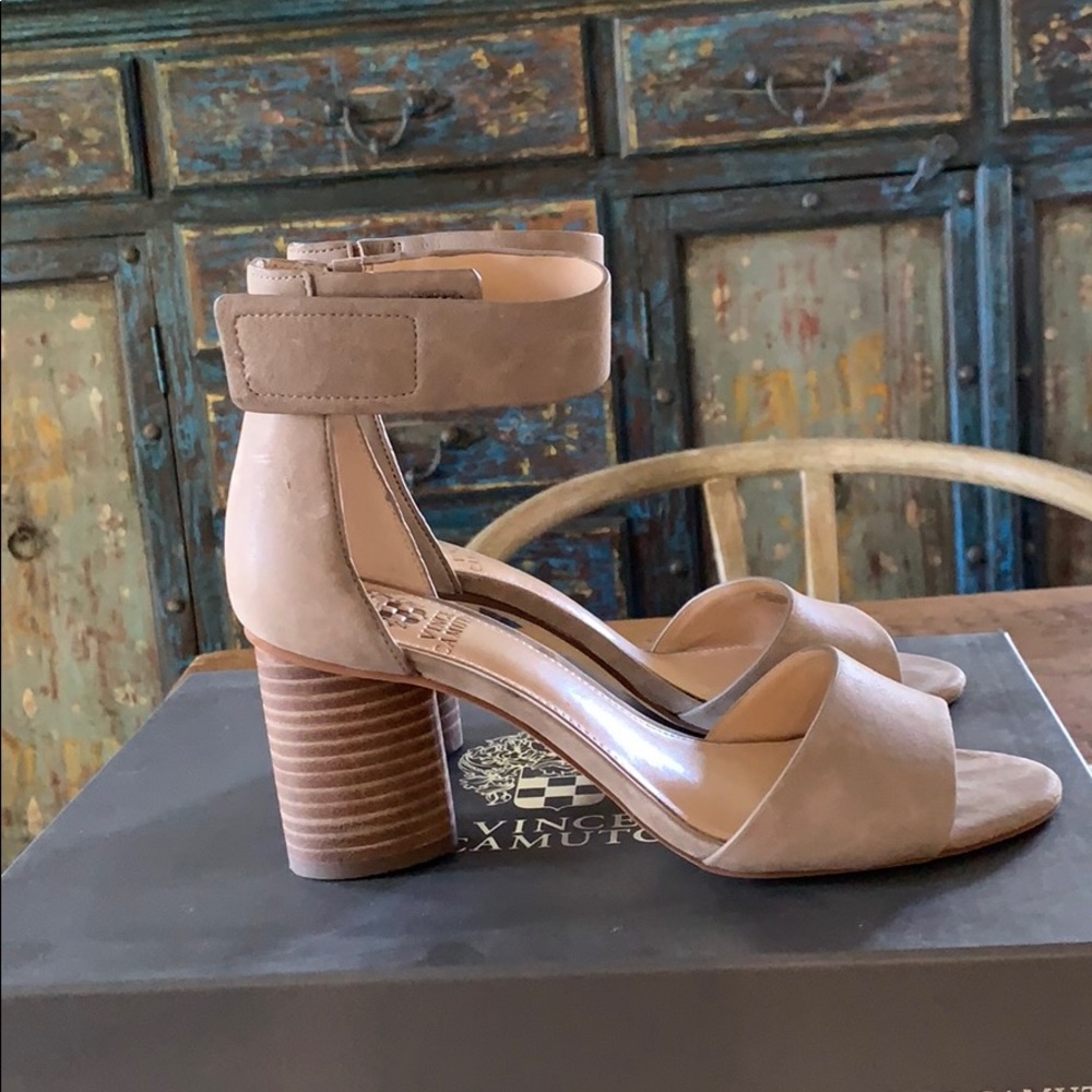 Vince Camuto Tan Block Heel Sandals